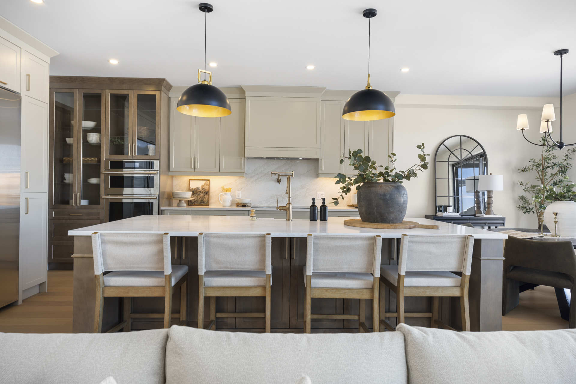 New construction kitchen with large island
